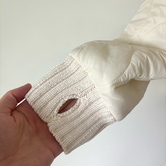 Offline by Aerie Quilted Knit Cardigan Puffer Cream Navy Oversized Sweater Cozy - Picture 12 of 12